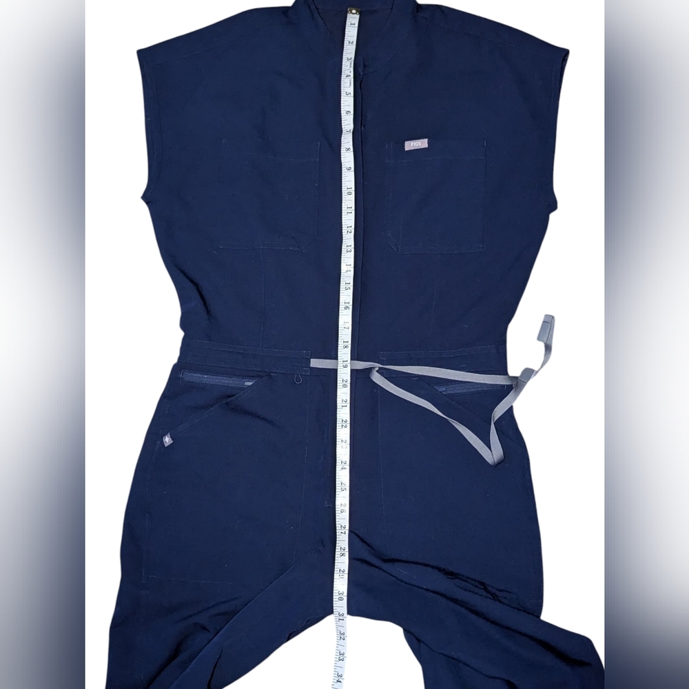 Figs Women's Navy Jumpsuit with Contrast Tie - Picture 12 of 16